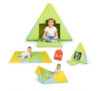 alldoro Tappeto da Gioco 3 in 1, 182 x 105 cm, Pieghevole a Tipi e Barca | Coperta per gattonare per bambini alla tenda da gioco, morbida imbottita, in ecopelle, lavabile, per casa e asilo