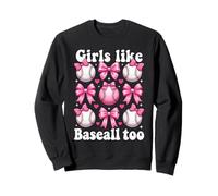 alle Ragazze Piace Anche Il Baseball Pink Bow Felpa