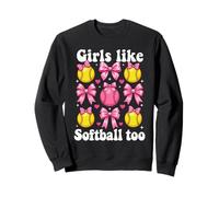 alle Ragazze Piace Anche Il Softball Pink Bow Felpa