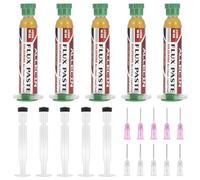 ALLECIN 5 Pezzi 10mL Flussante per Saldatura Senza Piombo 10CC Solder Flux Paste No Clean Flussanti per Saldature Flusso per Pasta Saldante AEC-223 con Asta di Spinta e Ago per PCB SMD BGA