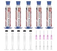 ALLECIN 5 Pezzi 10mL Flussanti per Saldatura Senza Piombo 10CC Solder Flux Paste No Clean Flussante Flusso per Pasta Saldante alla Colofonia AEC-558 con Asta di Spinta e Ago per PCB SMD BGA