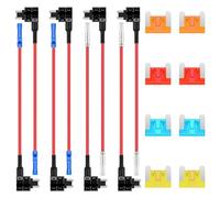 ALLECIN Micro Rubacorrente Fusibile a Lama 12V Basso Profilo Portafusibili Adattatore Piggyback Add A Circuito Fuses Tap Fuse Adapter con Fusibili Lamellari 5A 10A 15A 20A per Auto (8 Pezzi)