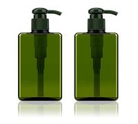 Alledomain 2 flaconi vuoti da 280 ml / 277,8 g di plastica riutilizzabili per lozione, shampoo bagnoschiuma, doccia, contenitore quadrato per articoli da toeletta dispenser liquido (verde)
