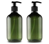 Alledomain 2 flaconi vuoti in plastica ricaricabili da 300 ml, con erogatore a pompa, per shampoo, bagnoschiuma, crema doccia, gel doccia, dispenser per prodotti da toeletta (verde)