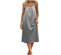 Allegorly Abito lungo da donna, estivo, lungo da donna, elegante, senza maniche, a maniche corte, per abiti con spalline e spaghetti leggeri, arricciati, estivi, per le vacanze alla spiaggia chic