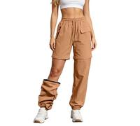 Allegorly Pantaloni Da Trekking Donna Pantaloni Escursionismo Donna Con Zip Convertible Confortevole Zip Off Asciugatura Rapida Traspirante Campeggio Pantaloncini Pantaloni Da Montagna, Brun-a, L