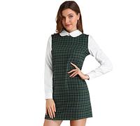 Allegra K, Abito da Donna a Maniche Lunghe con Blocco di Colore, Mini Peter Pan, Verde e Blu., S