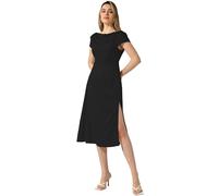Allegra K Abito in Raso da Donna con Collo Ad Anello e Maniche Aletta e Twist Senza Spalline Abito da Cocktail Midi Diviso Nero S