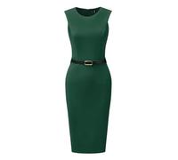 Allegra K Abito Tubino con Cintura per Abiti da Ufficio Casual Senza Maniche con Scollo Tondo da Donna Verde XS