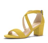 Allegra K Ankle Strap, Open Toe, Sandalo con Tacco Donna, Giallo, 38 EU