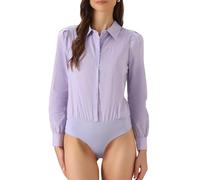 Allegra K Body Camicia Donna con Colletto e Bottoni Maniche Lunghe Business Ufficio Viola XL