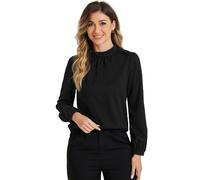 Allegra K Camicia Chiffon Donna Maniche Lunghe Collo Lupetto Ufficio Lavoro Nero S