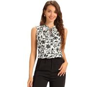 Allegra K Canotta Estiva da Donna Blusa da Donna Senza Maniche con Volant E Collo A Volant Motivo Floreale Canotte E Top Bianca XL