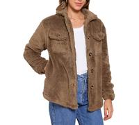 Allegra K Cappotti In Pelliccia Sintetica Per Donna, Giacca In Pile Con Bottoni E Revers Marrone XL