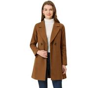 Allegra K Cappotti Invernali da Donna con Risvolto Doppiopetto Raglan, Marrone, Small