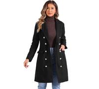 Allegra K Cappotto da Marinaio Donna Cappotti Invernali Medi Lunghi con Risvolto Dentellato Nero L