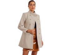 Allegra K Cappotto Donna Invernale Doppiopetto Da Donna Con Colletto Alla Coreana Invernale Cappotti Classici Da Marinaio Beige XS