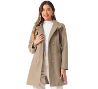 Allegra K Cappotto Donna Invernale Doppiopetto Da Donna Con Colletto Alla Coreana Invernale Cappotti Classici Da Marinaio Marrone XL