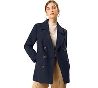 Allegra K - Cappotto invernale da donna a doppio petto, a maniche lunghe - Blu - XL