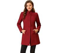 Allegra K Cappotto invernale da donna con colletto alla coreana, monopetto, capispalla, Rosso, Small