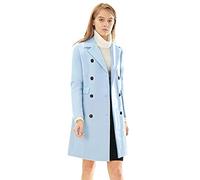 Allegra K, Cappotto invernale da donna elegante con risvolto dentellato doppio petto Trench Coat, Blues, Small