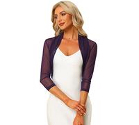 Allegra K Cardigan Donna Top con Bolero a Maniche Lunghe Semitrasparenti Elegante in Vintange Viola1 M