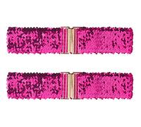 Allegra K Cinture elastiche da donna Shinny a vita larga, fibbie ad incastro, paillettes, decorazioni per donne, 2 pezzi, Rosso rosato, 7 3/8
