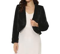 Allegra K Coprispalle da donna in pelliccia sintetica, Nero , XL