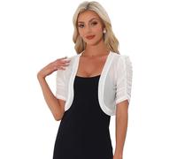 Allegra K Coprispalle Donna Elegante Maniche Corte Trasparente Bolero in Chiffon Aperto sul Davanti Giacca Corta Estivo per Festa di Halloween Bianco S