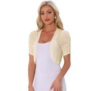 Allegra K Coprispalle Donna Elegante Maniche Corte Trasparente Bolero in Chiffon Aperto sul Davanti Giacca Corta Estivo Albicocca Chiara L
