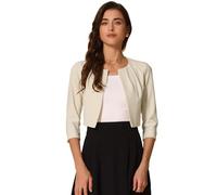Allegra K Coprispalle plissettato senza colletto per costumi per la festa della mamma da donna con maniche a 3/4, cardigan corto aperto sul davanti, Albicocca, XS