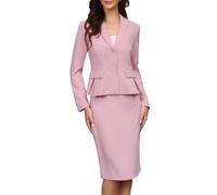 Allegra K Donna Blazer a Maniche Lunghe e Gonna Matita Set Formale Business | Completamente Foderato Colletto a Lapei Riunioni di Ufficio Colloquio Aspetto Professionale