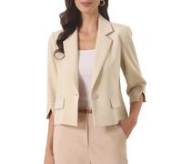 Allegra K Donna Blazer Business Casual Maniche a 3/4 Giacca Abito | Giacca Elegante da Ufficio con un Bottone e Colletto a Lápide Primavera Estate Autunno