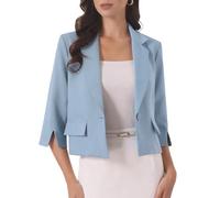 Allegra K Donna Blazer Business Casual Maniche a 3/4 Giacca Abito | Giacca Elegante da Ufficio con un Bottone e Colletto a Lápide Primavera Estate Autunno
