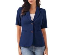 Allegra K Donna Blazer Manica Corta Ufficio Rever a Tacca Giacca
