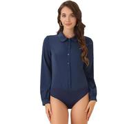 Allegra K Donna Body Camicia Ufficio a Maniche Lunghe con Bottoni
