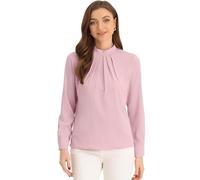Allegra K Donna Camicetta in Chiffon per Camicia Colletto alla Coreana da Lavoro Casual A Maniche Lungh Rosa M