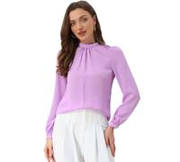 Allegra K Donna Camicia in Chiffon per Camicetta A Maniche Lunghe con Collo A Lupetto da Ufficio da Lavoro Viola S