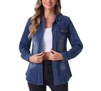 Allegra K Donna Camicia in Denim A Maniche Lunghe con Bottoni E Tasca alla Moda, Camicie in Denim Blu M