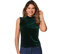 Allegra K Donna Canotte con Finto Collo A Tartaruga per Camicie Senza Maniche in Velluto Verde XL