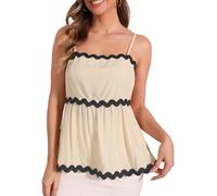 Allegra K Donna Canotte Estiva con Spalline Sottili Regolabili, Senza Maniche, Top con Peplo E Colori A Contrasto Albicocca S