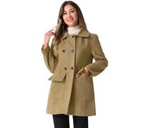 Allegra K Donna Cappotto Con Colletto Peter Pan A Maniche Lunghe Doppio Petto Capispalla Invernale Classico Cachi XL