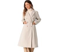 Allegra K Donna Cappotto Doppiopetto Per Colletto Con Revers Classico Capispalla Invernale Classico Beige XS