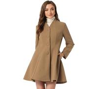 Allegra K Donna Cappotto Invernale Monopetto A Trapezio A Maniche Lunghe Marrone L