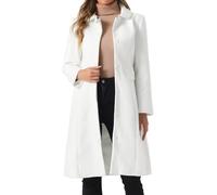 Allegra K Donna Cappotto Lunghi Invernale Elegante Cappotti Per Bottoni Tasche A Maniche Lunghe Bianco Crema XS