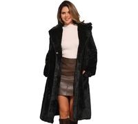 Allegra K Donna Cappotto Pelliccia Sintetica Cappotti Lungo Invernale Giacca Elegante Lana Nero XL