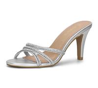 Allegra K Donna Ciabatte con Strass sul Tallone Argento 38.5
