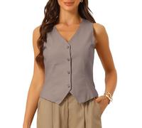 Allegra K Donna Gilet Estivo Senza Maniche Grigio Scuri L
