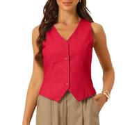 Allegra K Donna Gilet Per Gilet Estivo Senza Maniche Con Bottoni E Scollo A V Gilet Blazer Profondo rosso XS