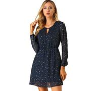 Allegra K Donna Girocollo Collo V doratura Lucente Stella Line Blu Scuro S